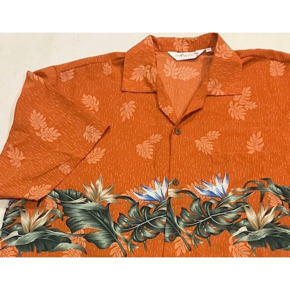 Vintage 90's Mens Uluwatu Shirt Size XXL Orange Tropical Hawaiian Short Sleeve